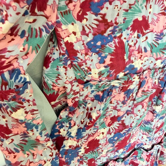 Madewell Boho Purple Midi 3/4 Sleeve Dress | Floral Flattering Neckline Size 2 - Picture 4 of 10